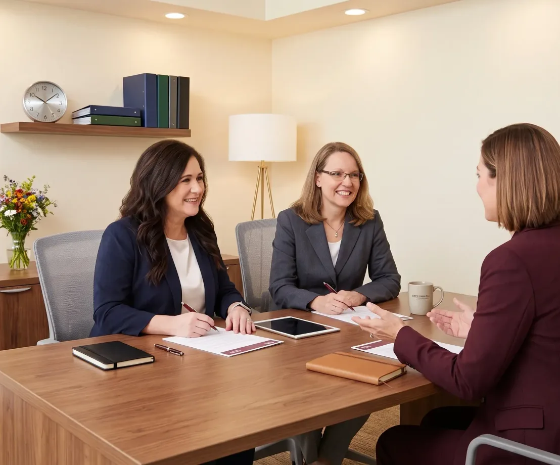 Advisor walking a business owner through a performance report