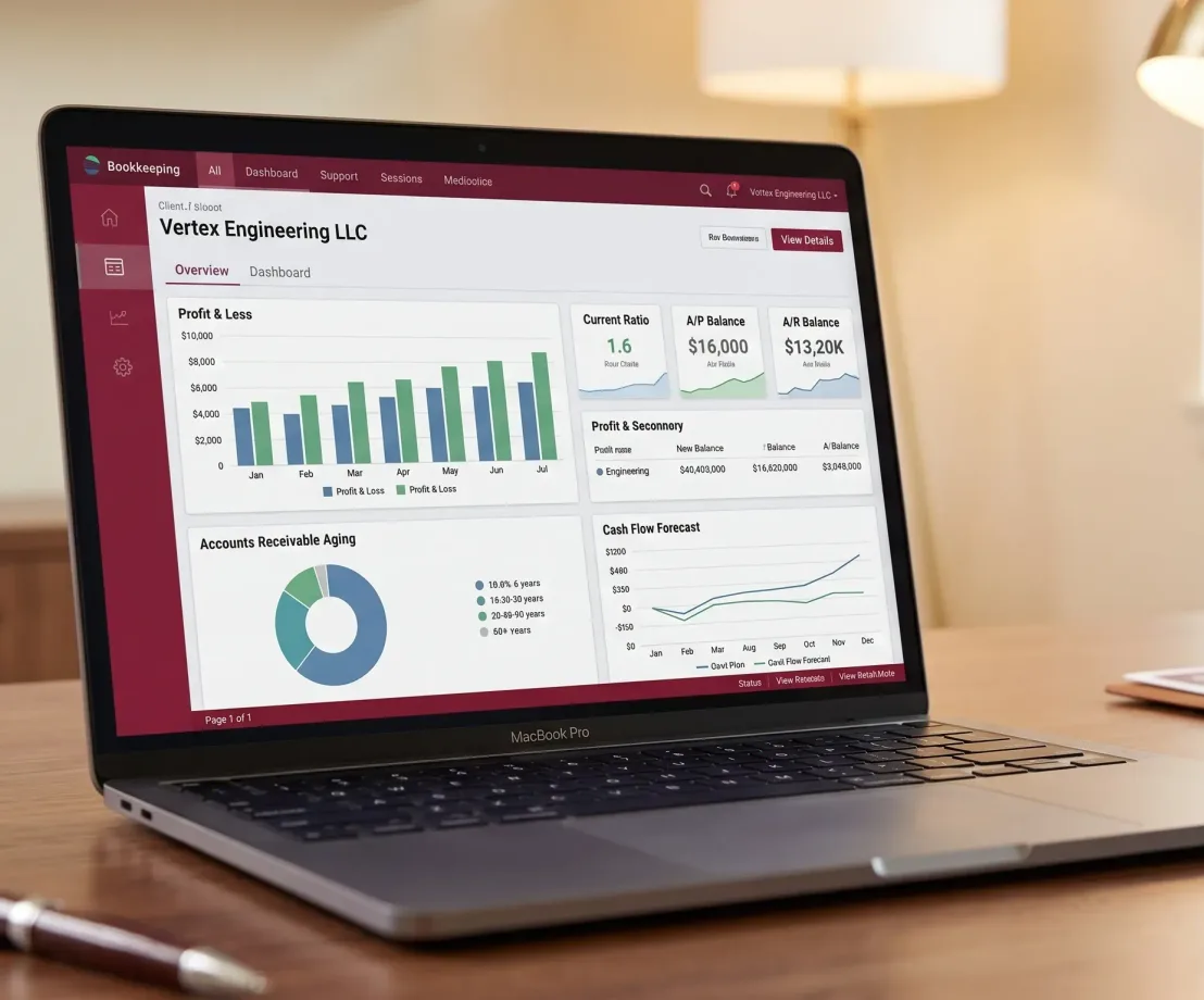 Accountant working through a client ledger